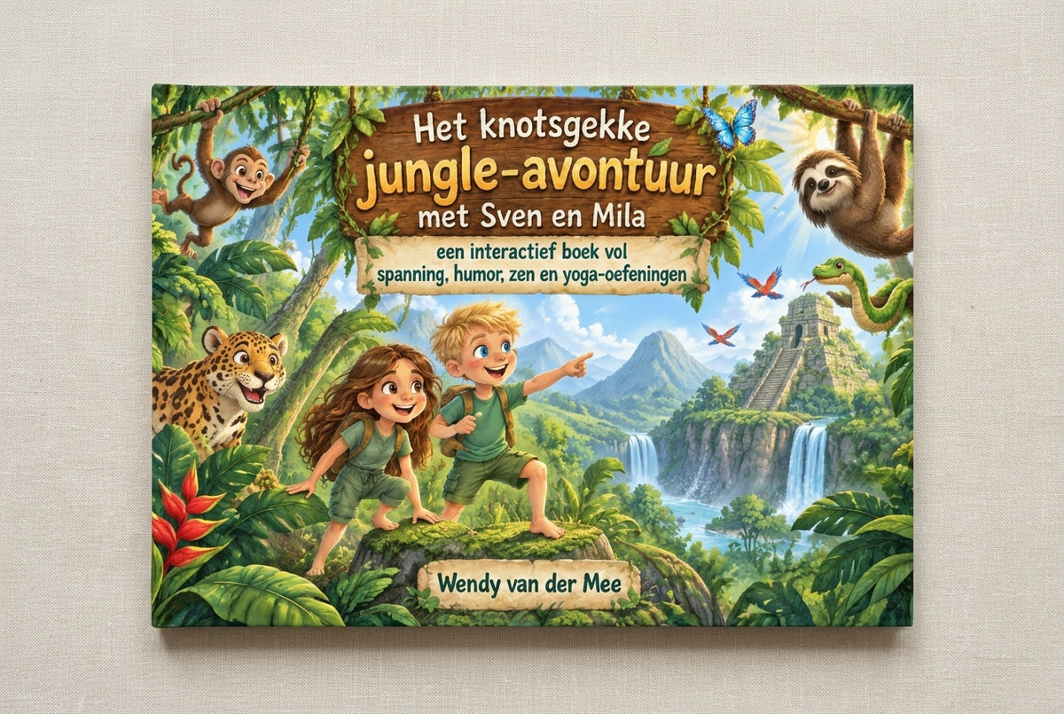 Het knotsgekke jungle-avontuur met Sven en Mila een interactief boek vol spanning, humor, zen en yoga-oefeningen