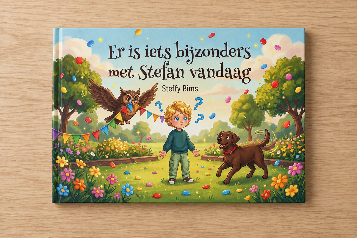 Front cover of There's Something Special About You Today showing a boy, dog, owl, and colorful confetti in a garden