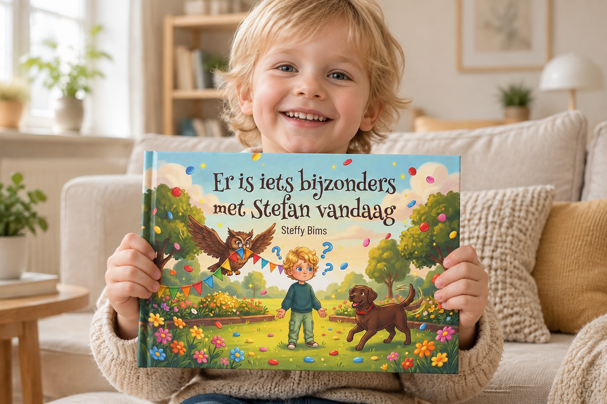 Front cover of There's Something Special About You Today showing a boy, an owl, a dog, and colorful garden decorations