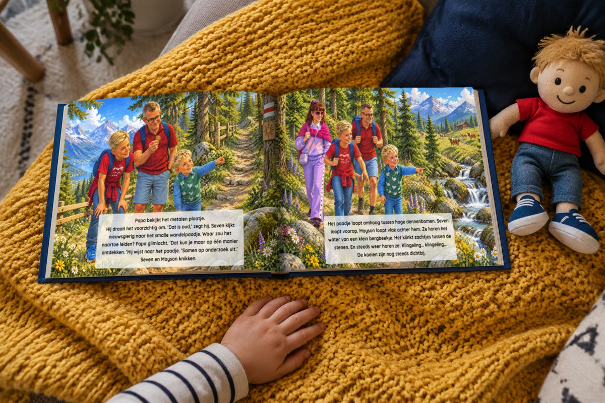 Seven en de magische berg - open boek op een plaid