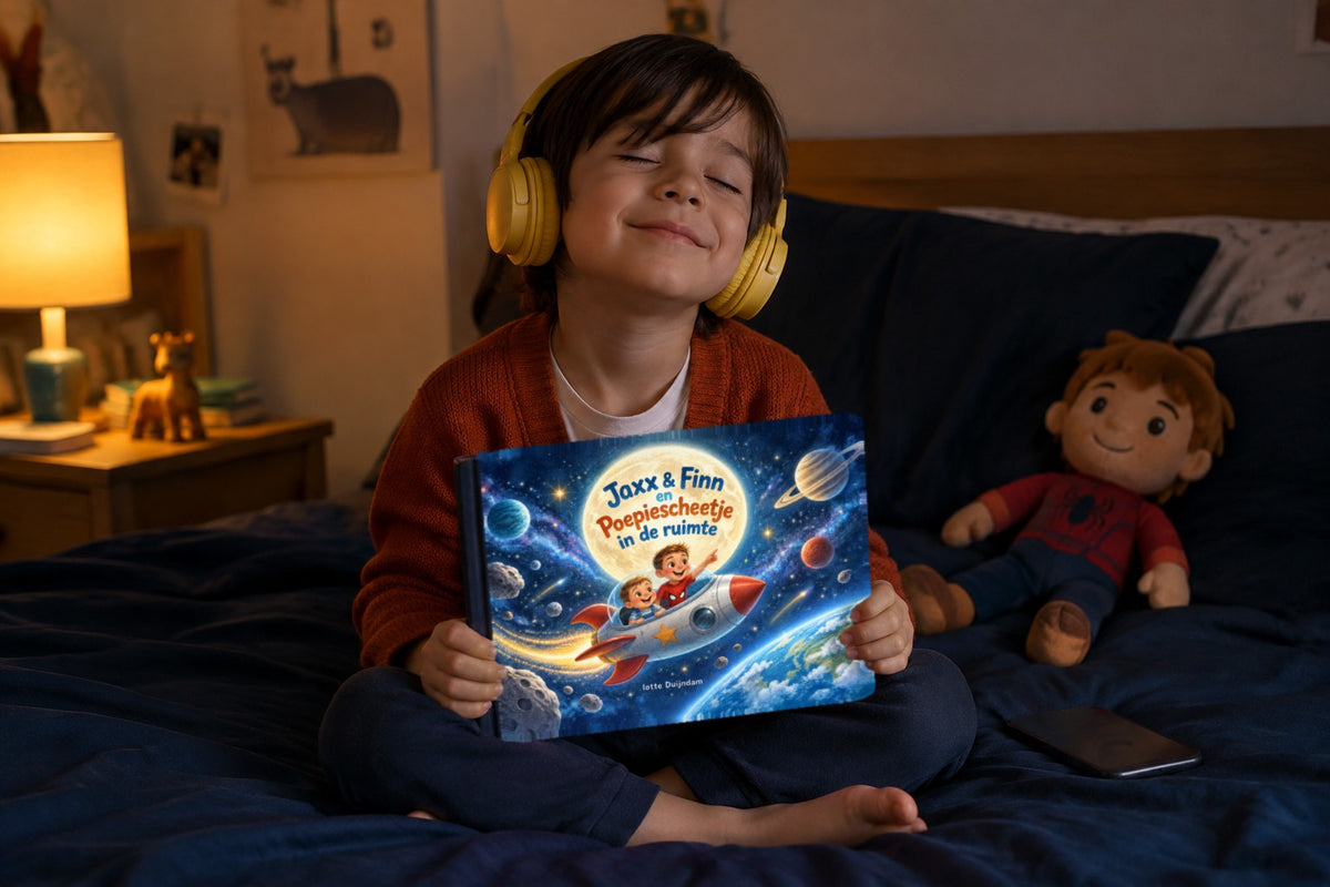 Jaxx & Finn en Poepiescheetje in de ruimte - kind luistert naar het verhaal