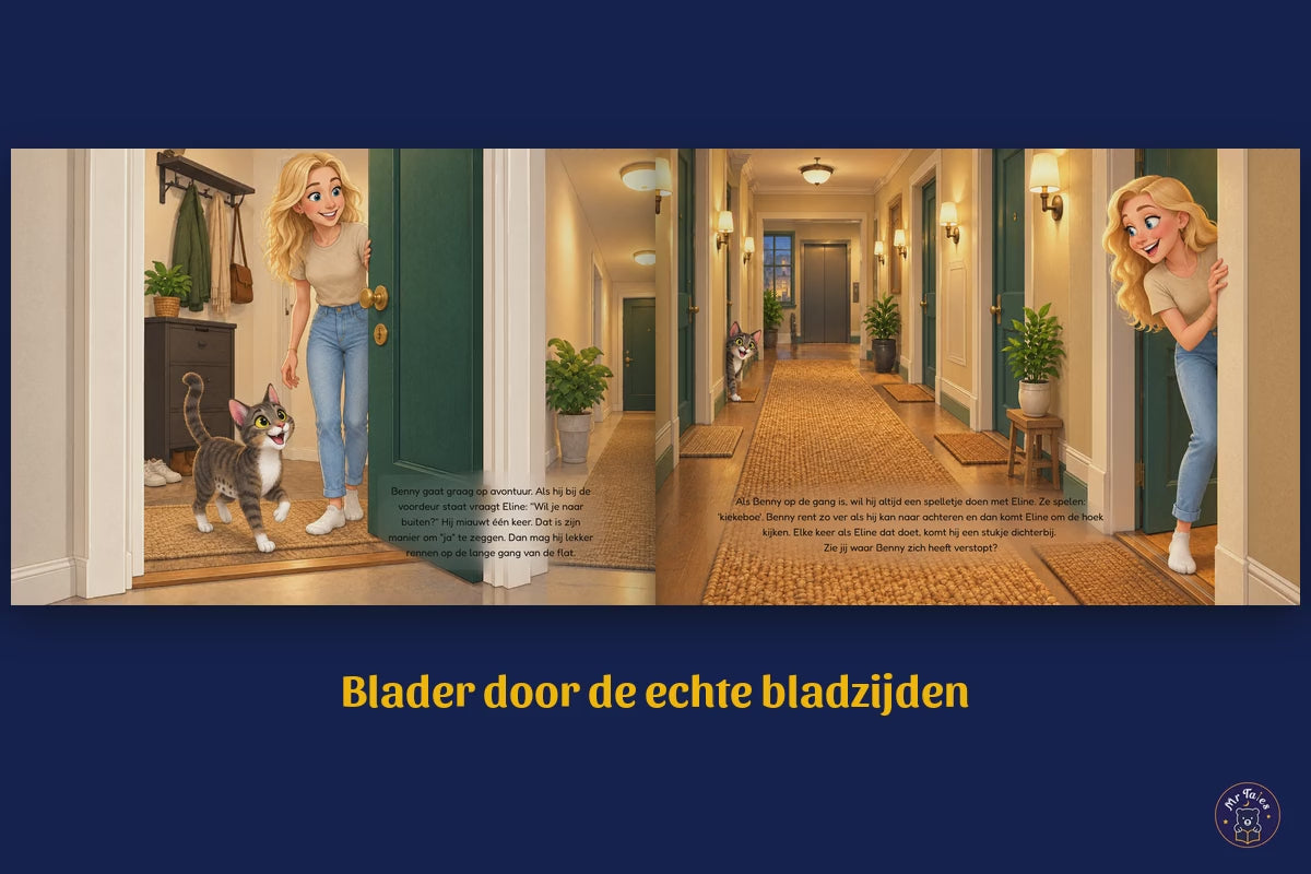 Benny leert woordjes en trucjes met Eline - blader door de echte bladzijden
