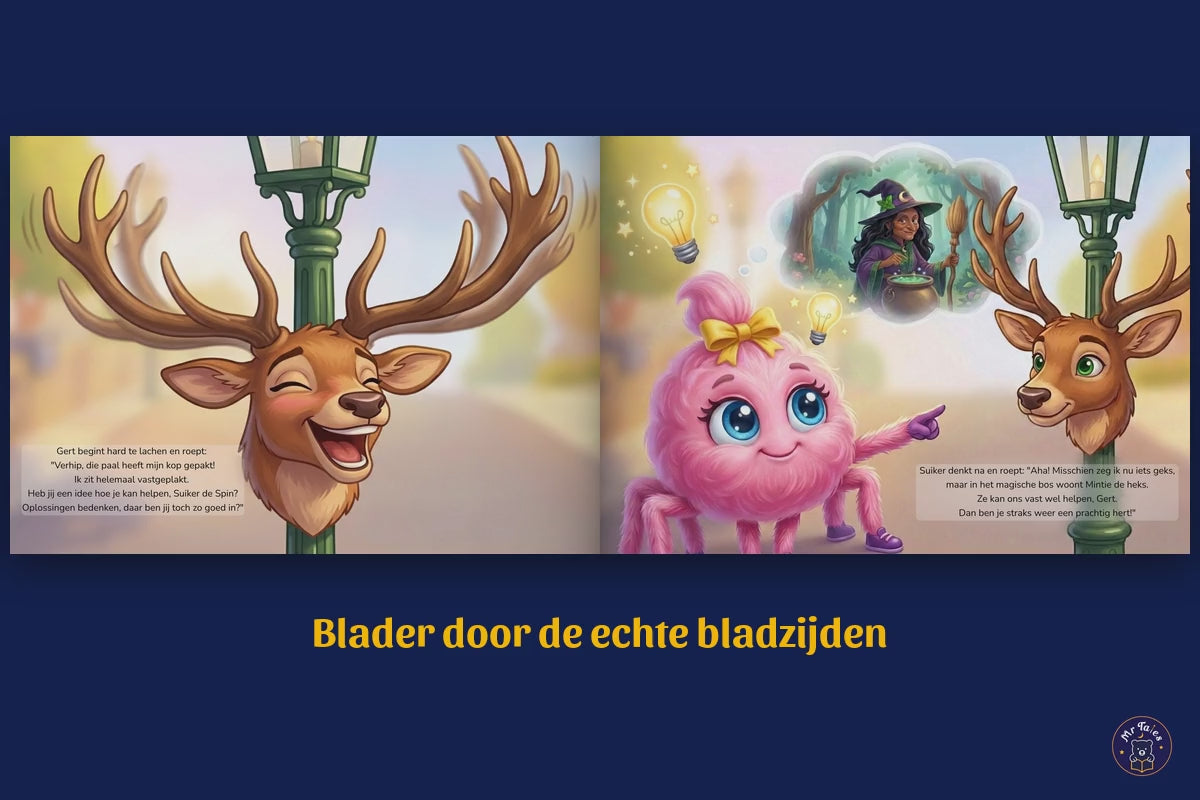 Suiker de Spin en het avontuur met Gert het Hert - blader door de echte bladzijden