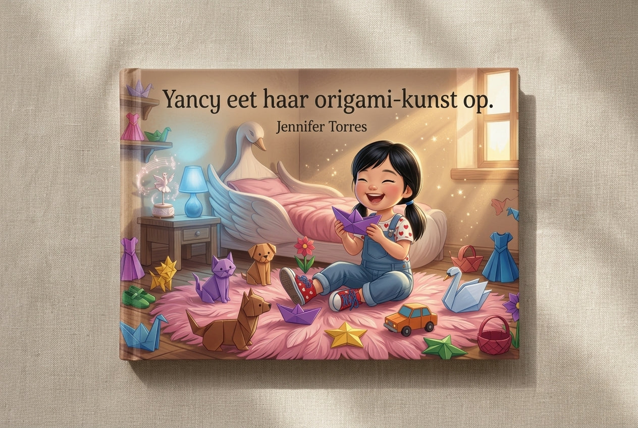 Yancy eet haar origami-kunst op